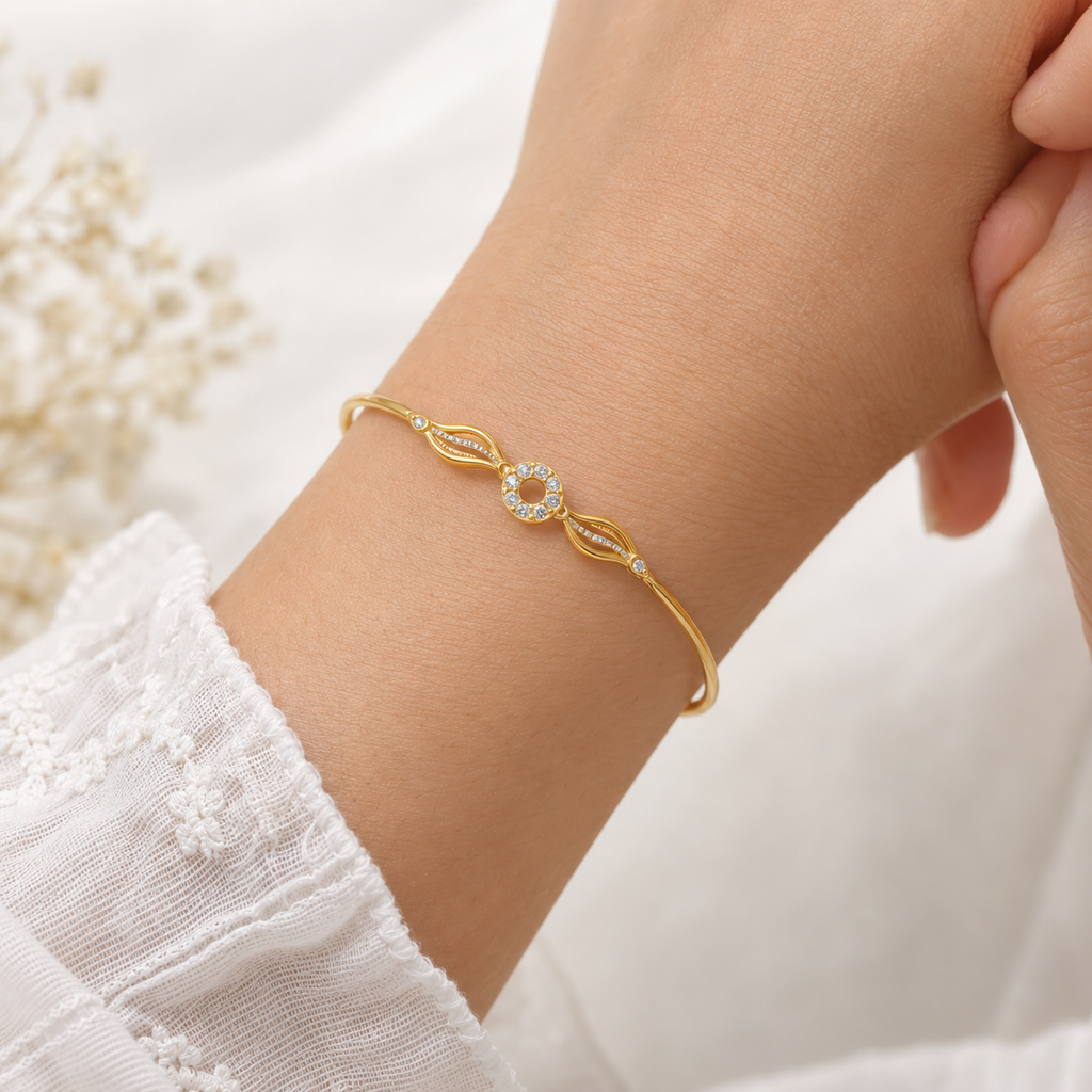 Crystal Infinity Gold Bangle