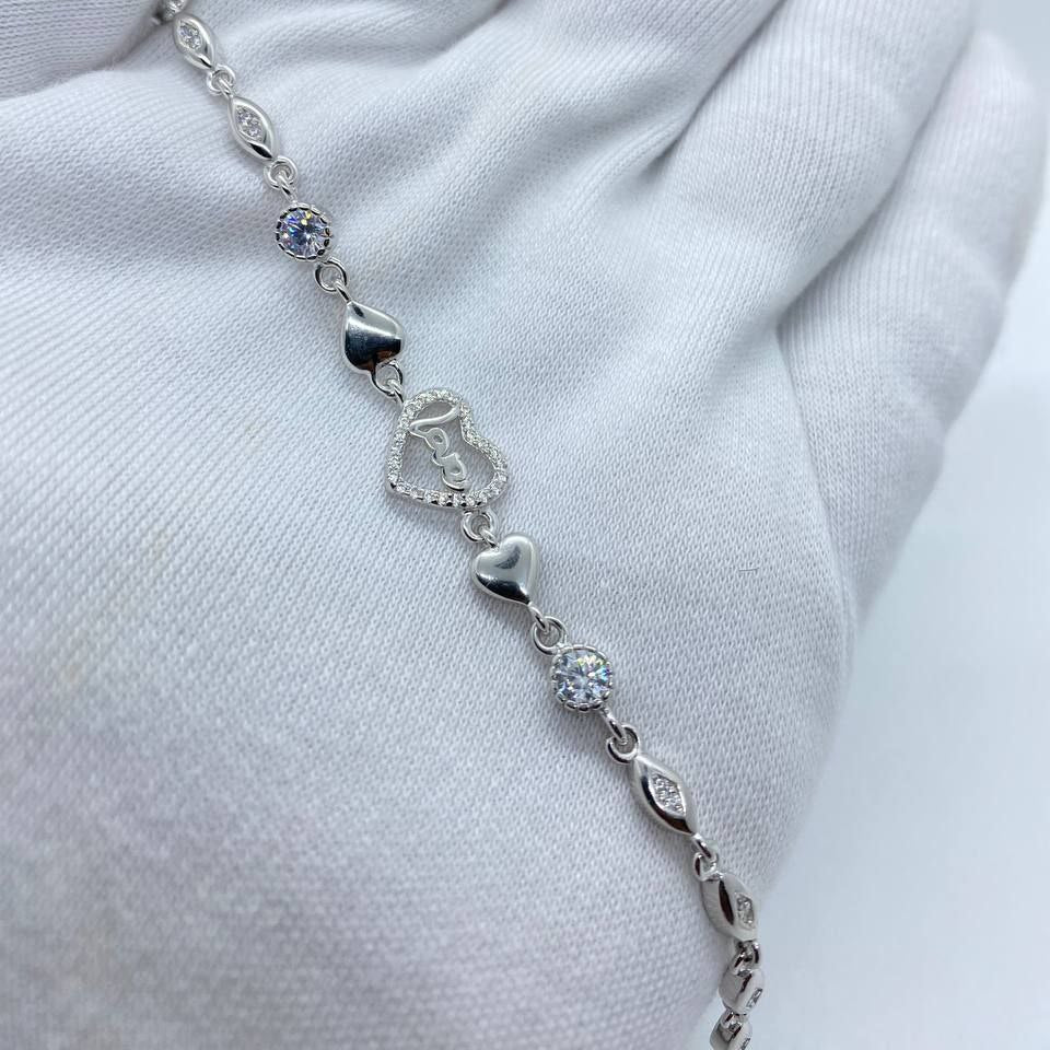 Crystal Love Heart Silver Bracelet