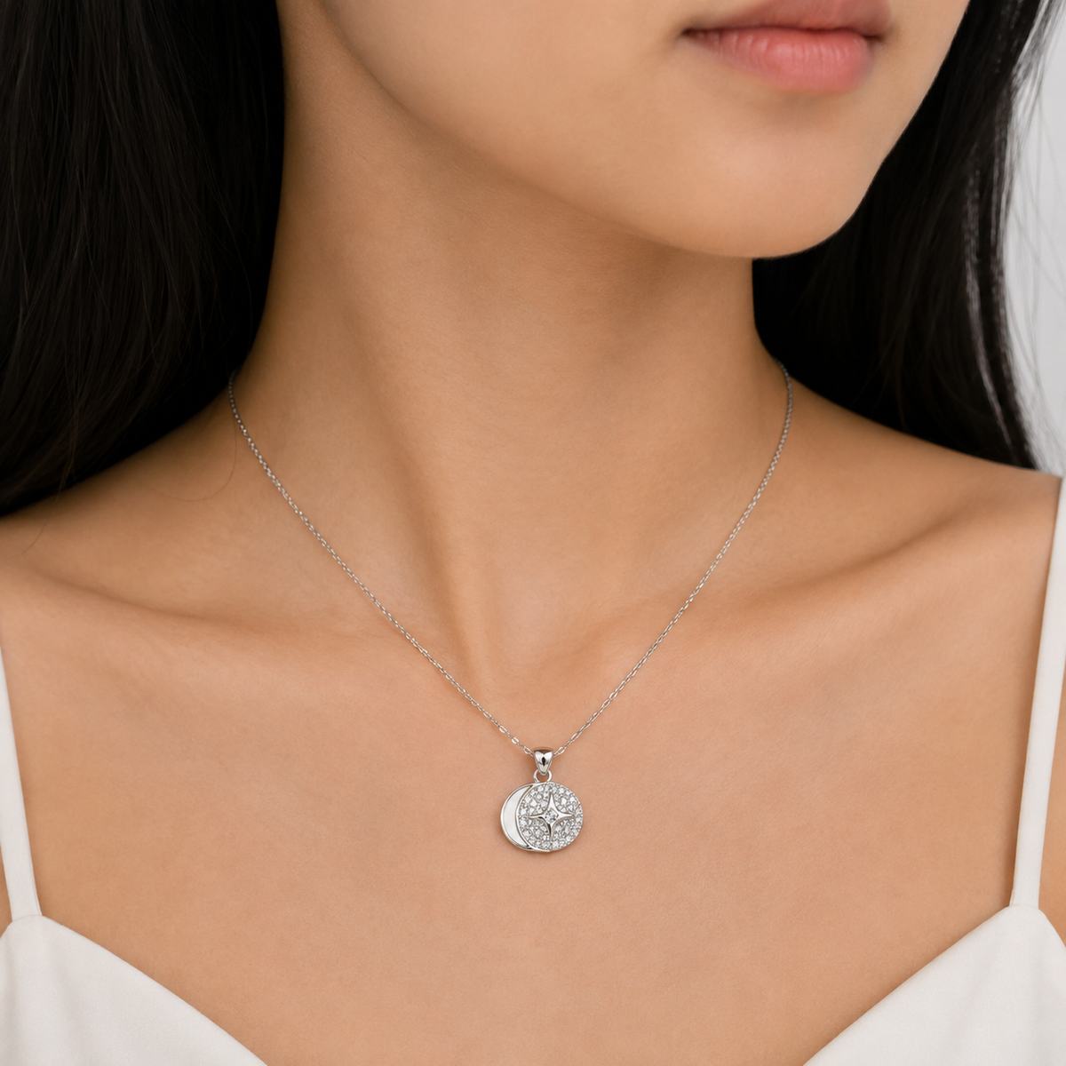 Crystal Moon & Star Necklace