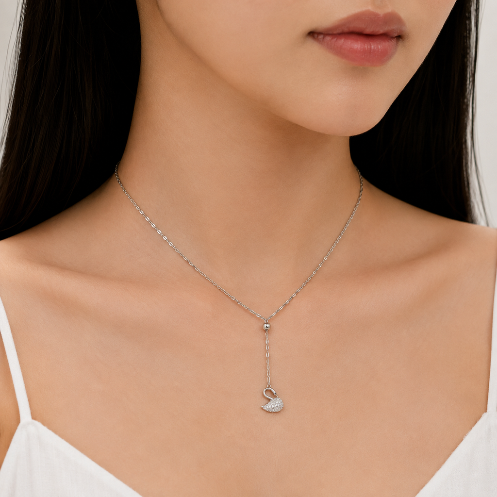 Crystal white Swan Drop Necklace