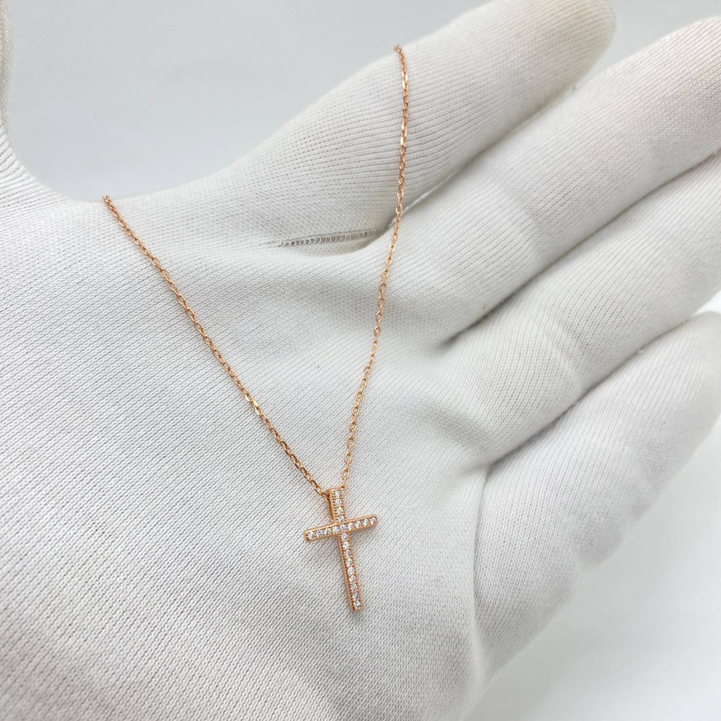 Dainty Diamond Cross Necklace