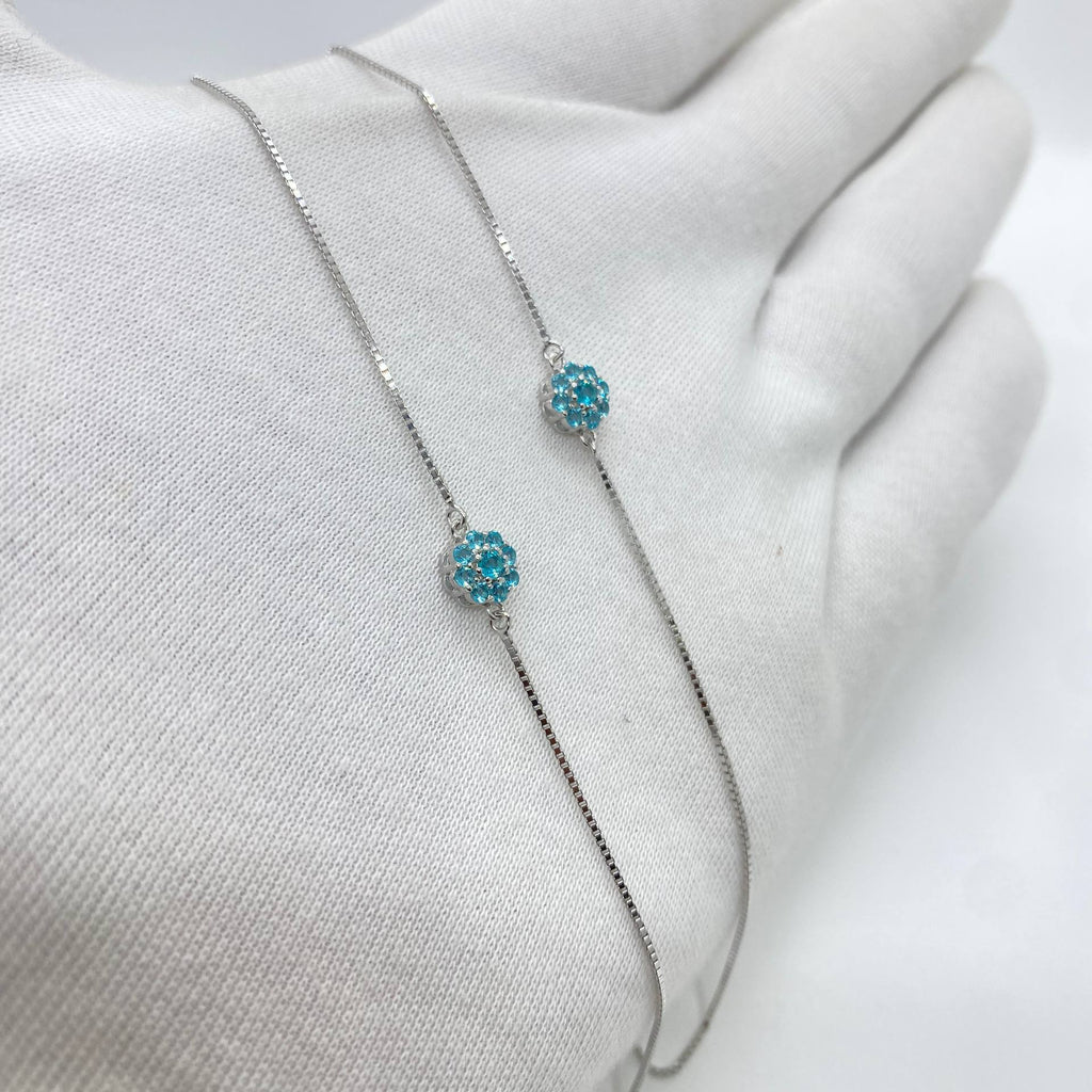 Delicate Blue Gemstone Anklets