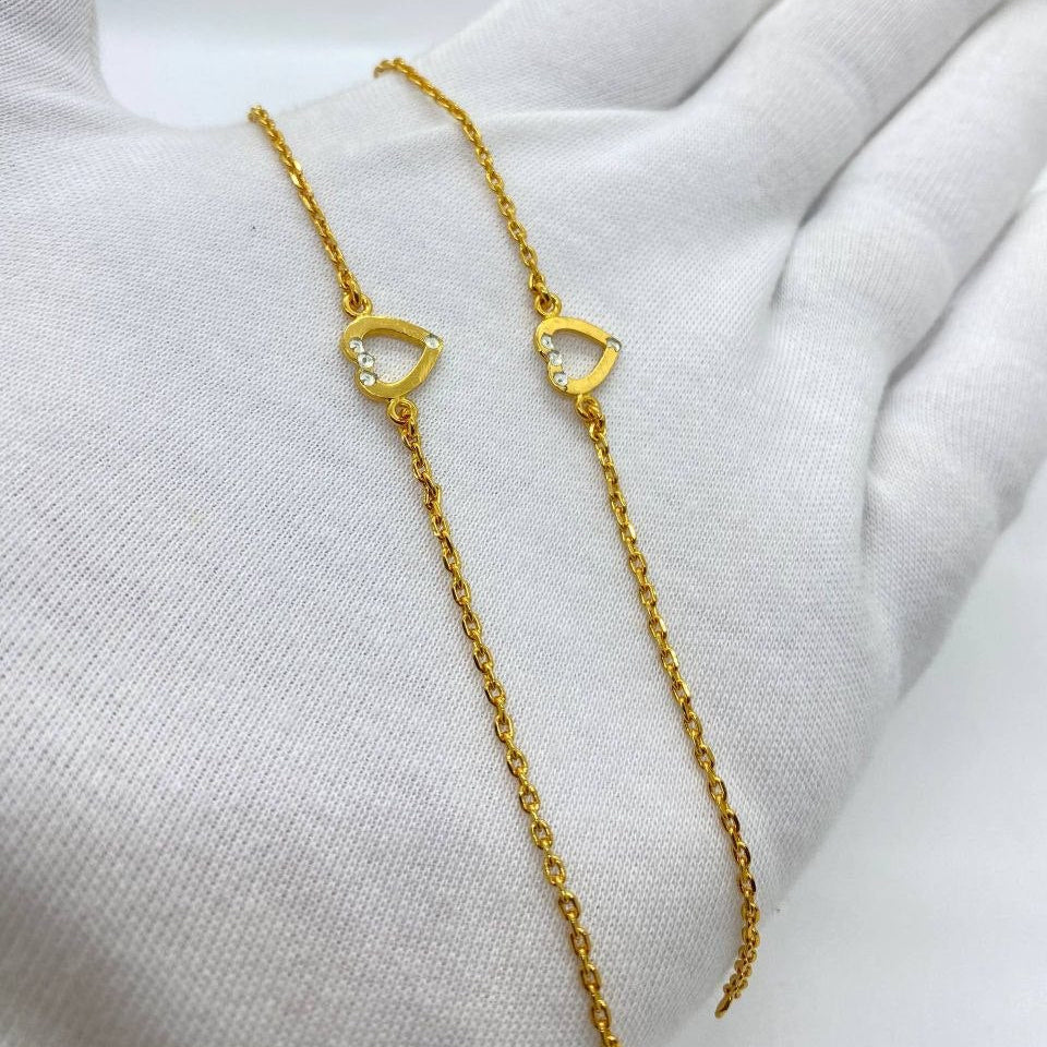 Delicate Gold Heart Anklets