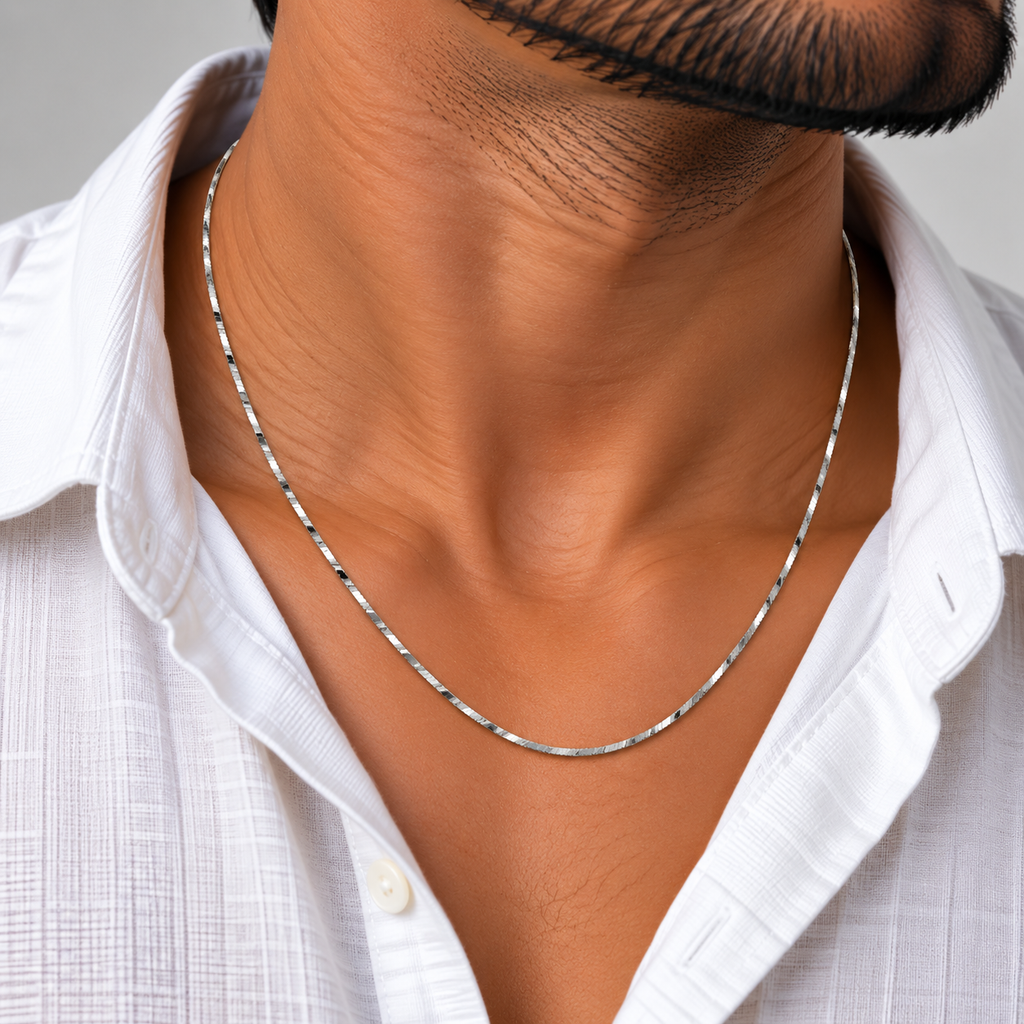 Diamond Cut Snake Silver Chain