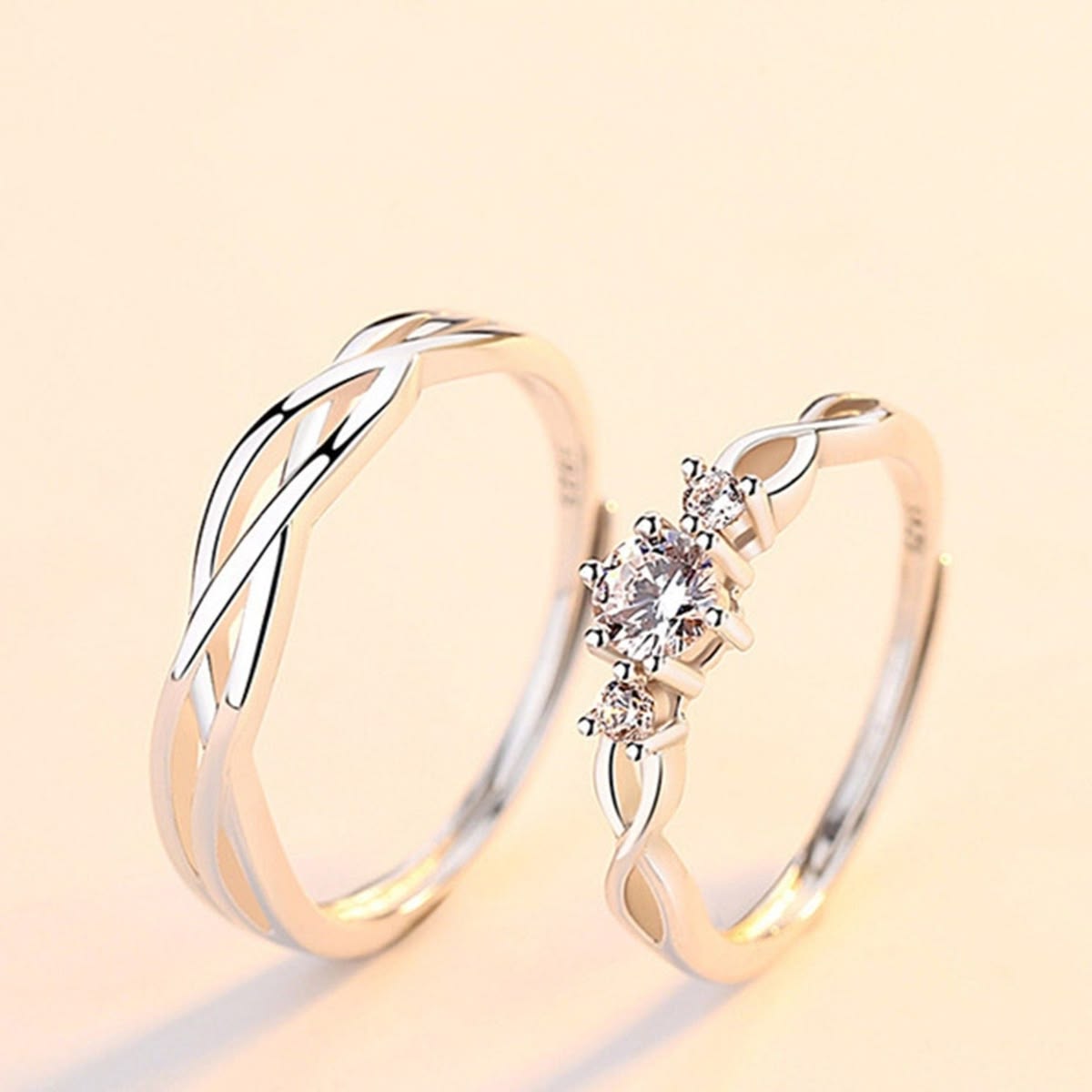 Diamond Wave Couple Ring