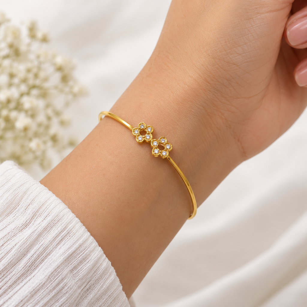 Double Flower Gold Bangle