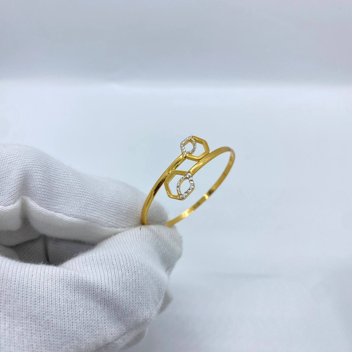 Double Geometric Gold Bangle