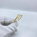 Double Heart Yellow Silver Bangle
