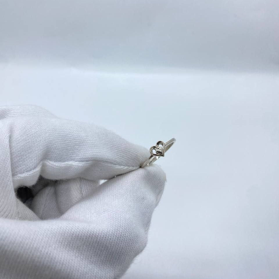 Double Stone Heart Silver Ring