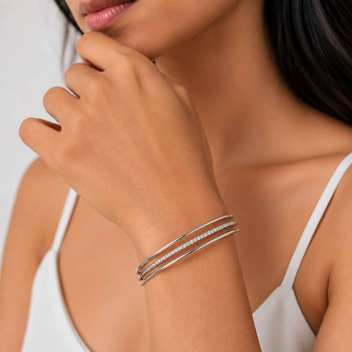 Elegant Diamond Multi-Strand Bangle