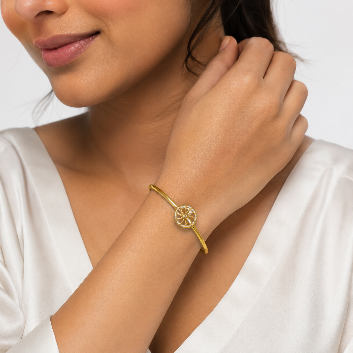 Elegant Gold Medallion Bangle
