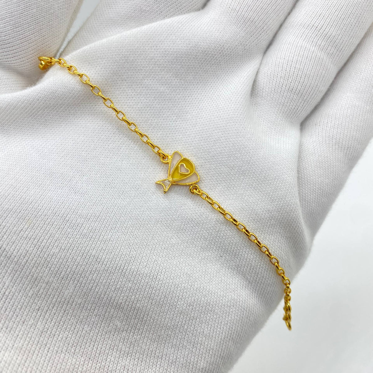 Elegant Heart Bow Gold Bracelet