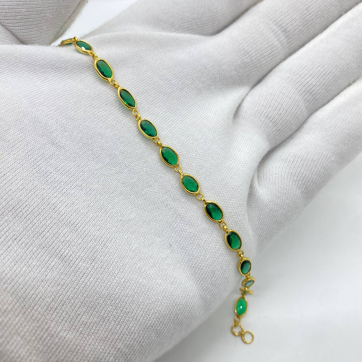 Emerald Green Oval Stone Bracelet