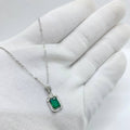 Emerald Halo Pendant Necklace