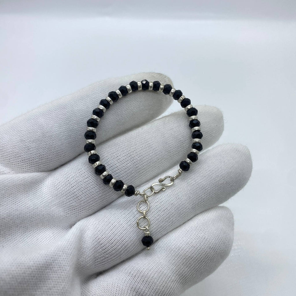 Faceted Black Bead Bracelet