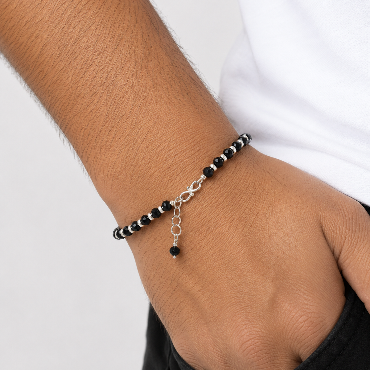 Faceted Black Bead Bracelet