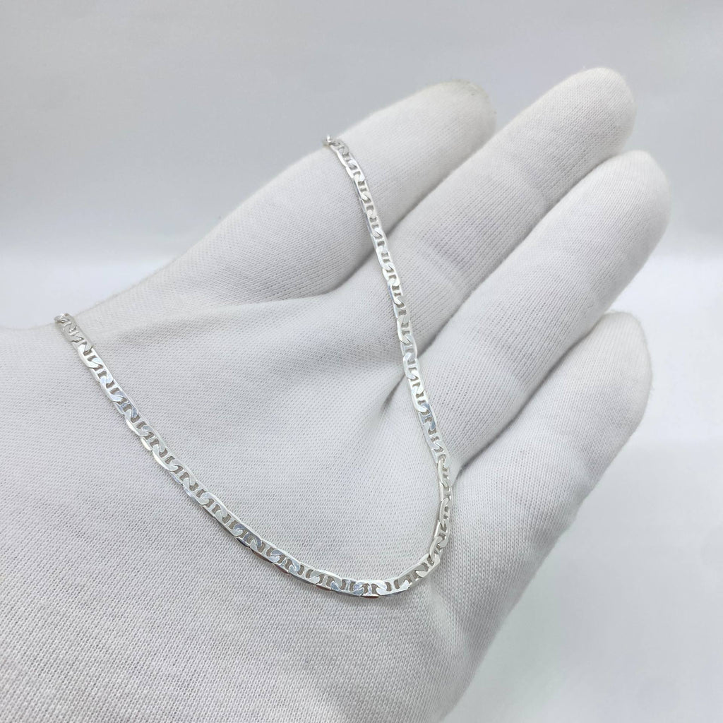 Flat Curb Silver Chain