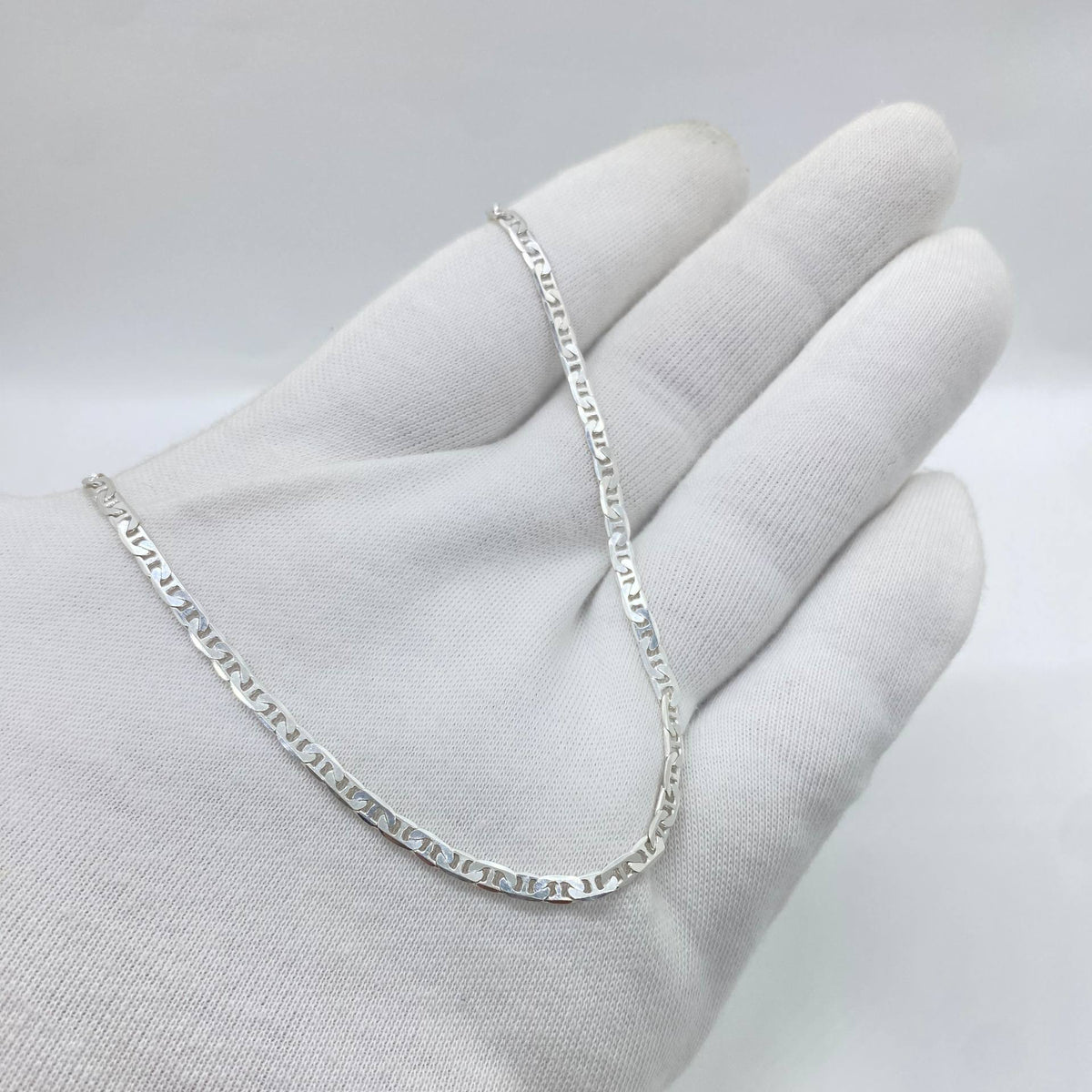Flat Curb Silver Chain