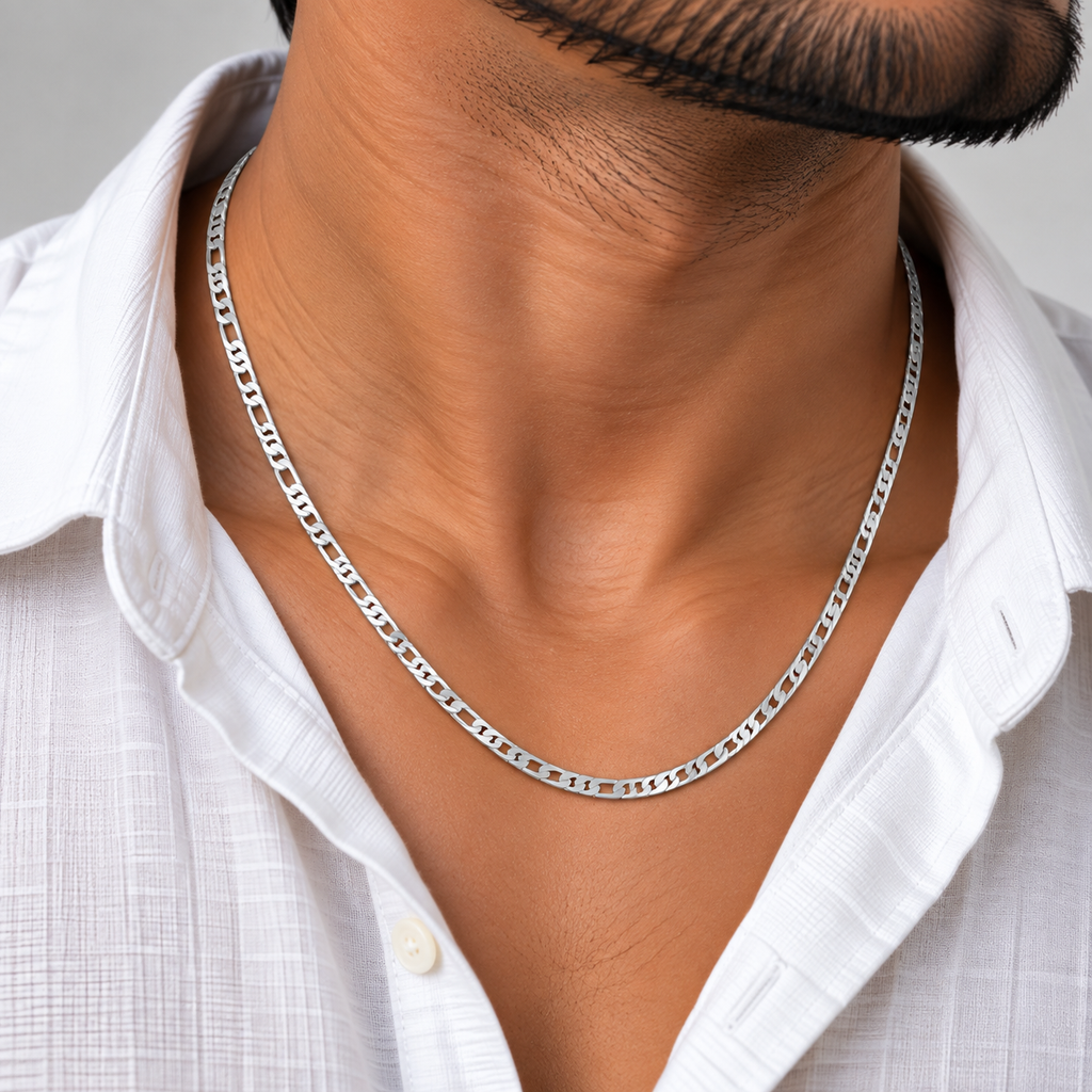 Flat Curb Silver Chain
