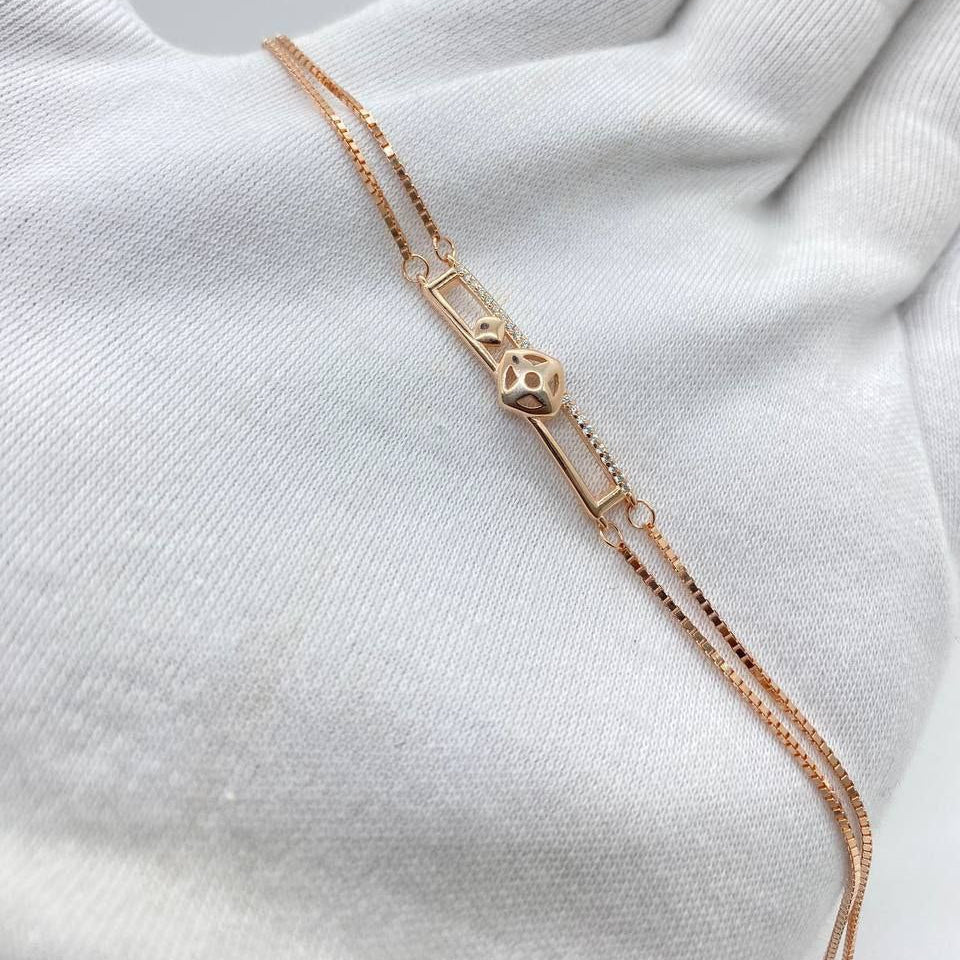 Geometric Double Chain Rose Gold Bracelet