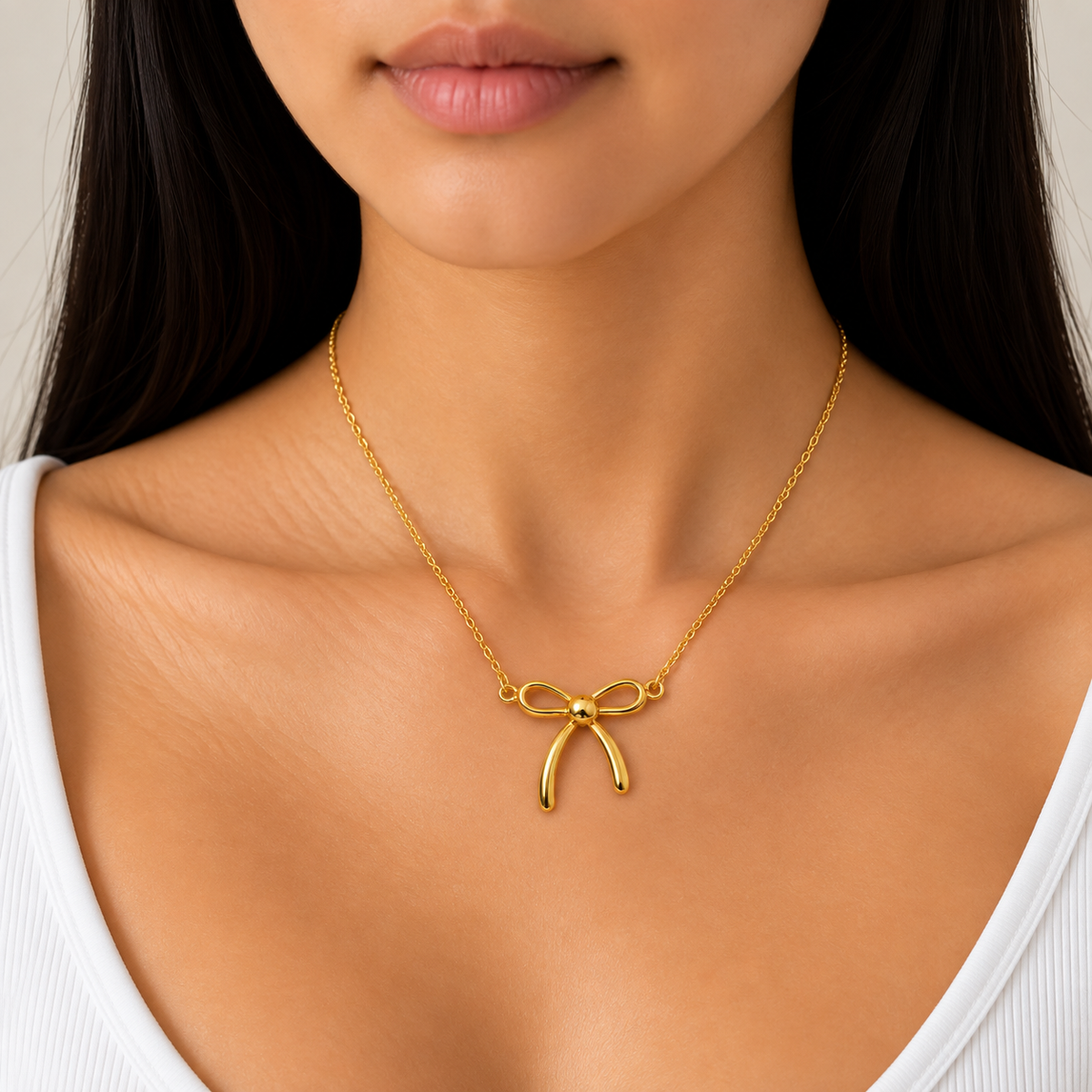 Gold Bow Necklace