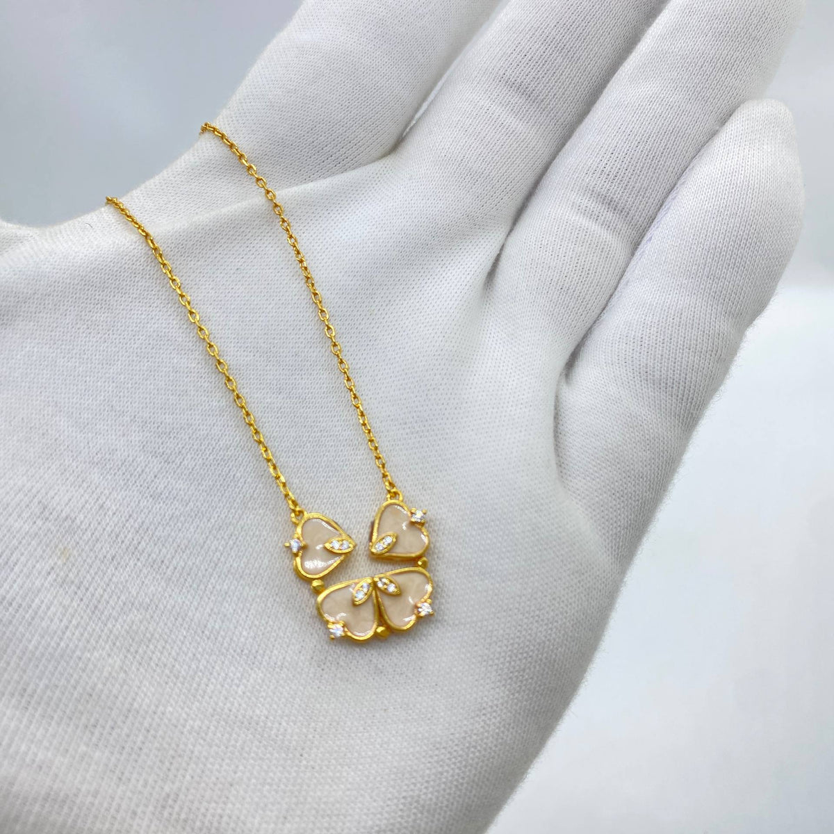 Gold Crystal Butterfly Pendant Necklace