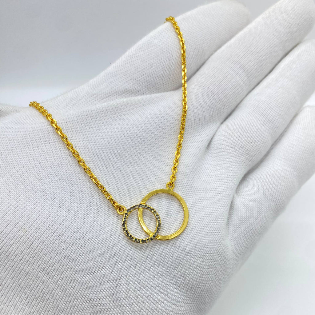 Gold Double Circle Necklace