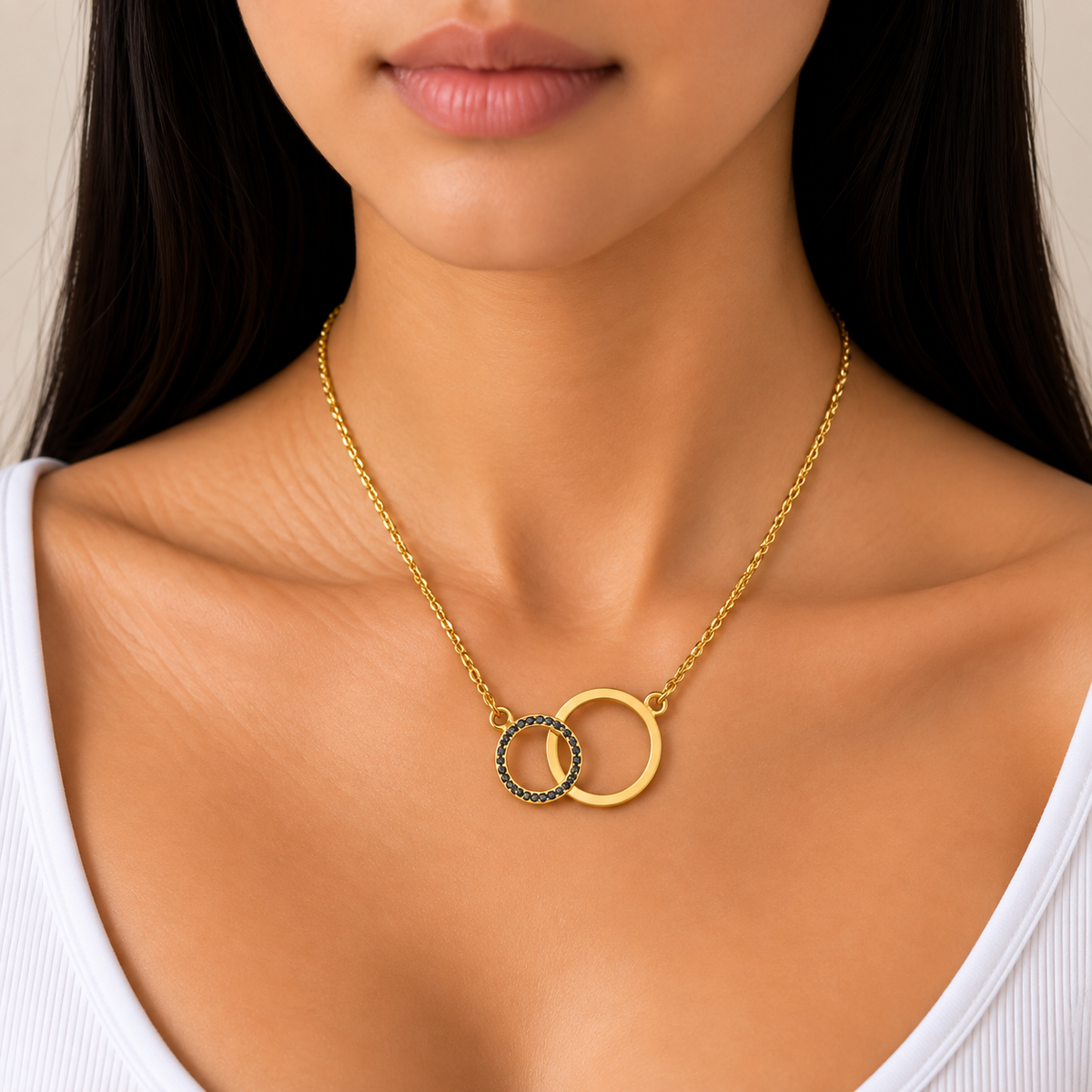 Gold Double Circle Necklace