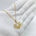 Gold Lotus Crystal Pendant Necklace