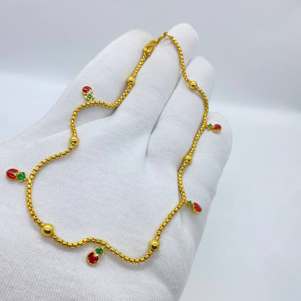 Gold Red Fruit Charm Chain
