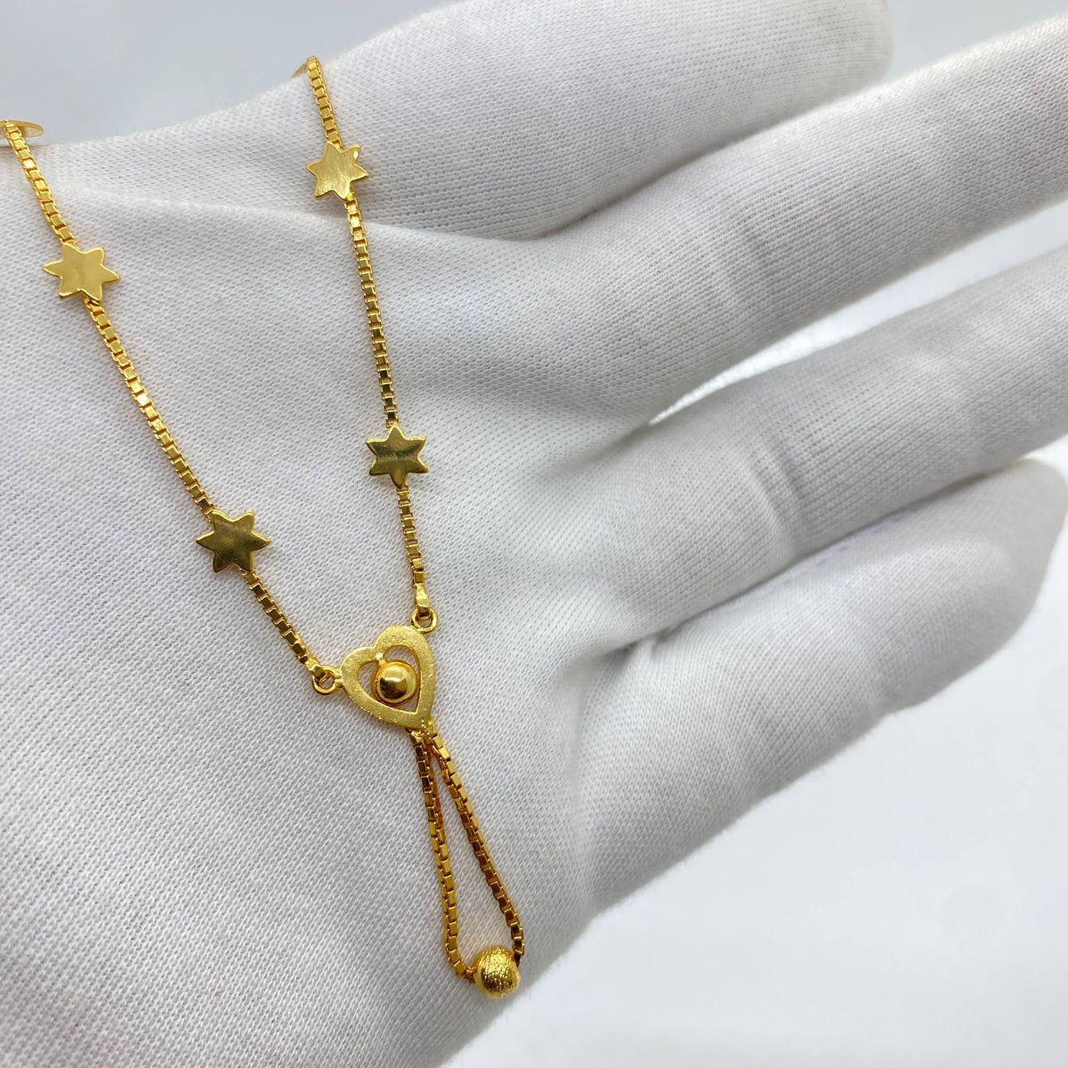 Gold Star & Heart Drop Necklace