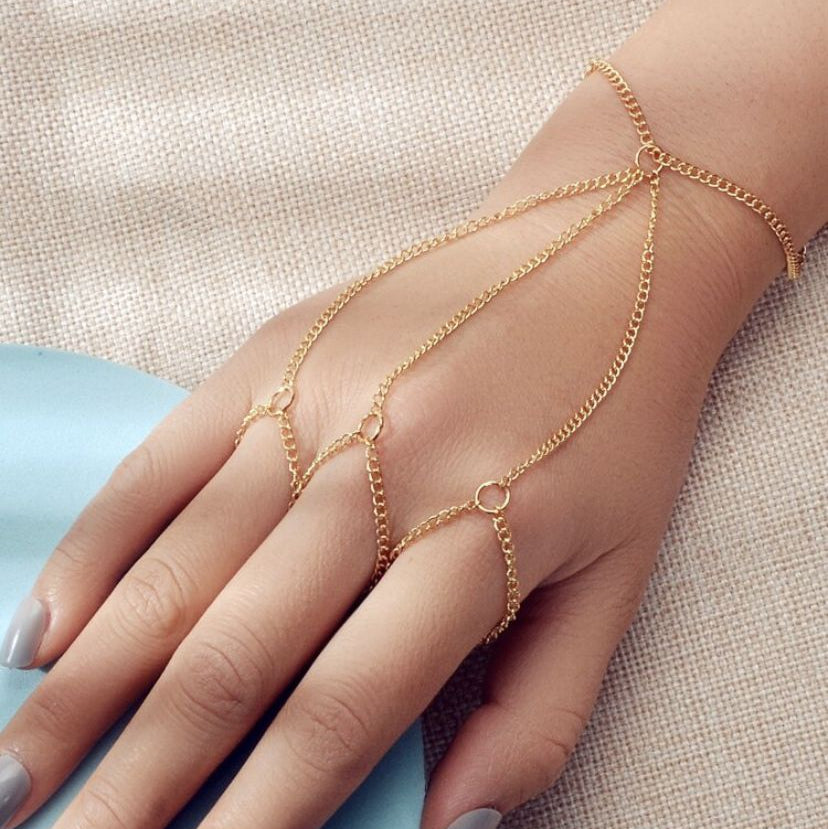 Golden Bead Hand Chain