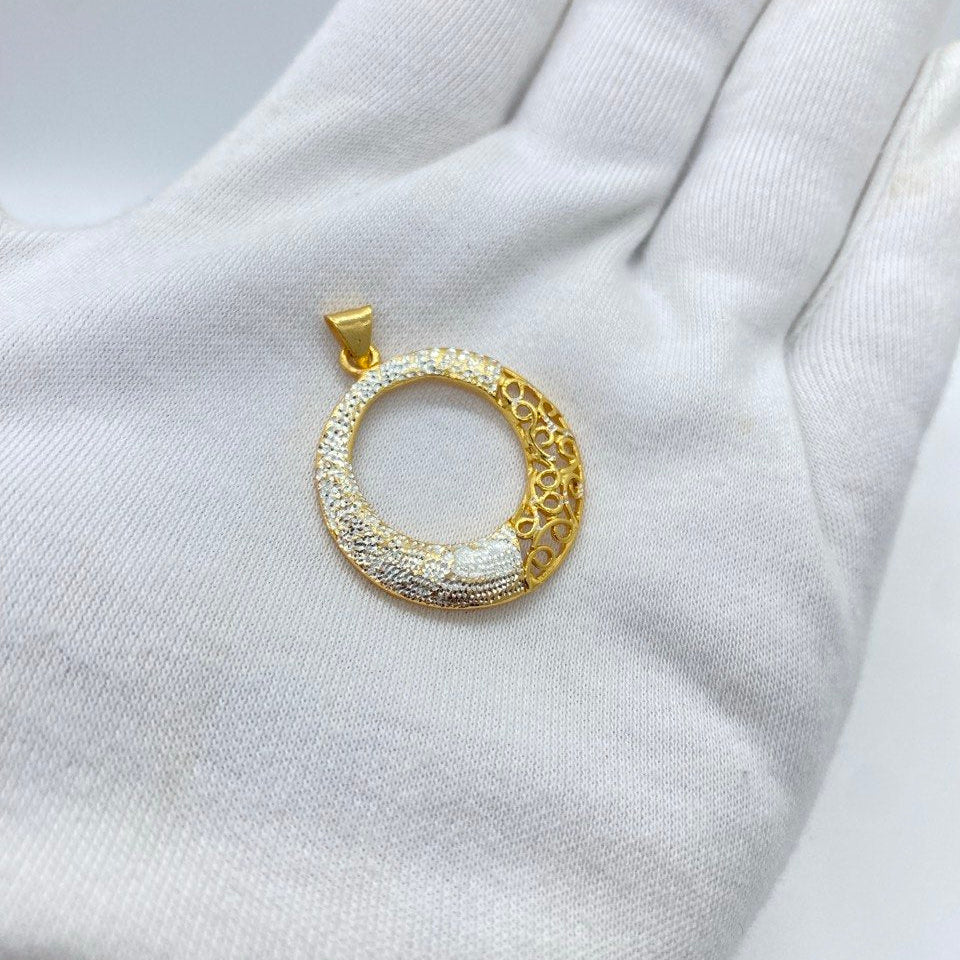Golden Crystal Swirl Circle Pendant