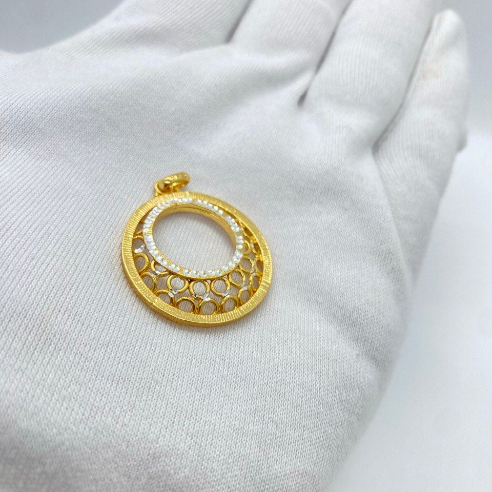 Golden Double-Circle Crystal Pendant