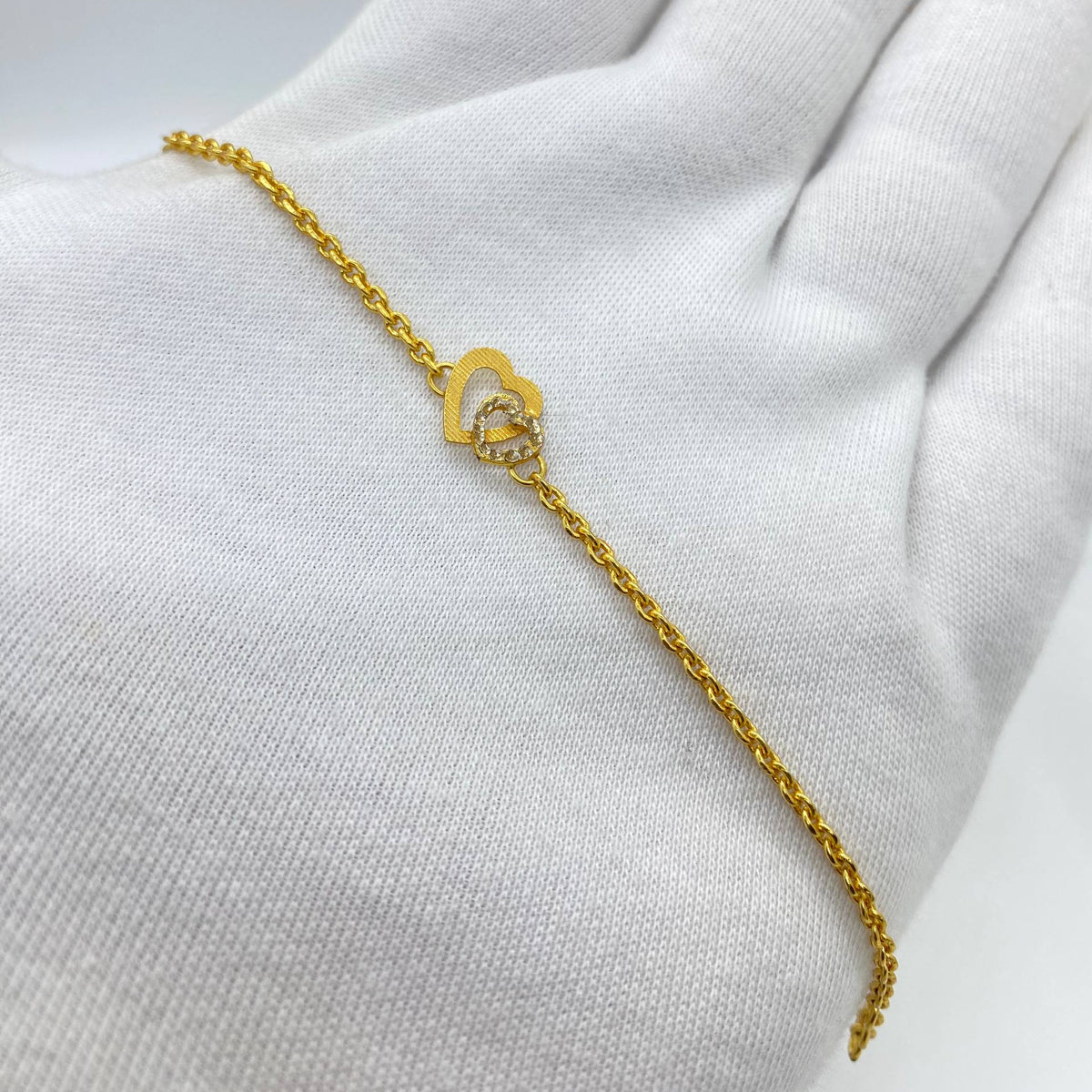 Golden Double Heart Crystal Bracelet