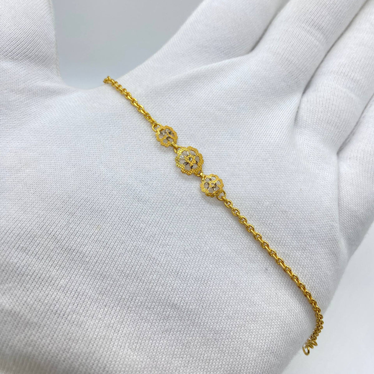 Golden Floral Stone-Studded Bracelet