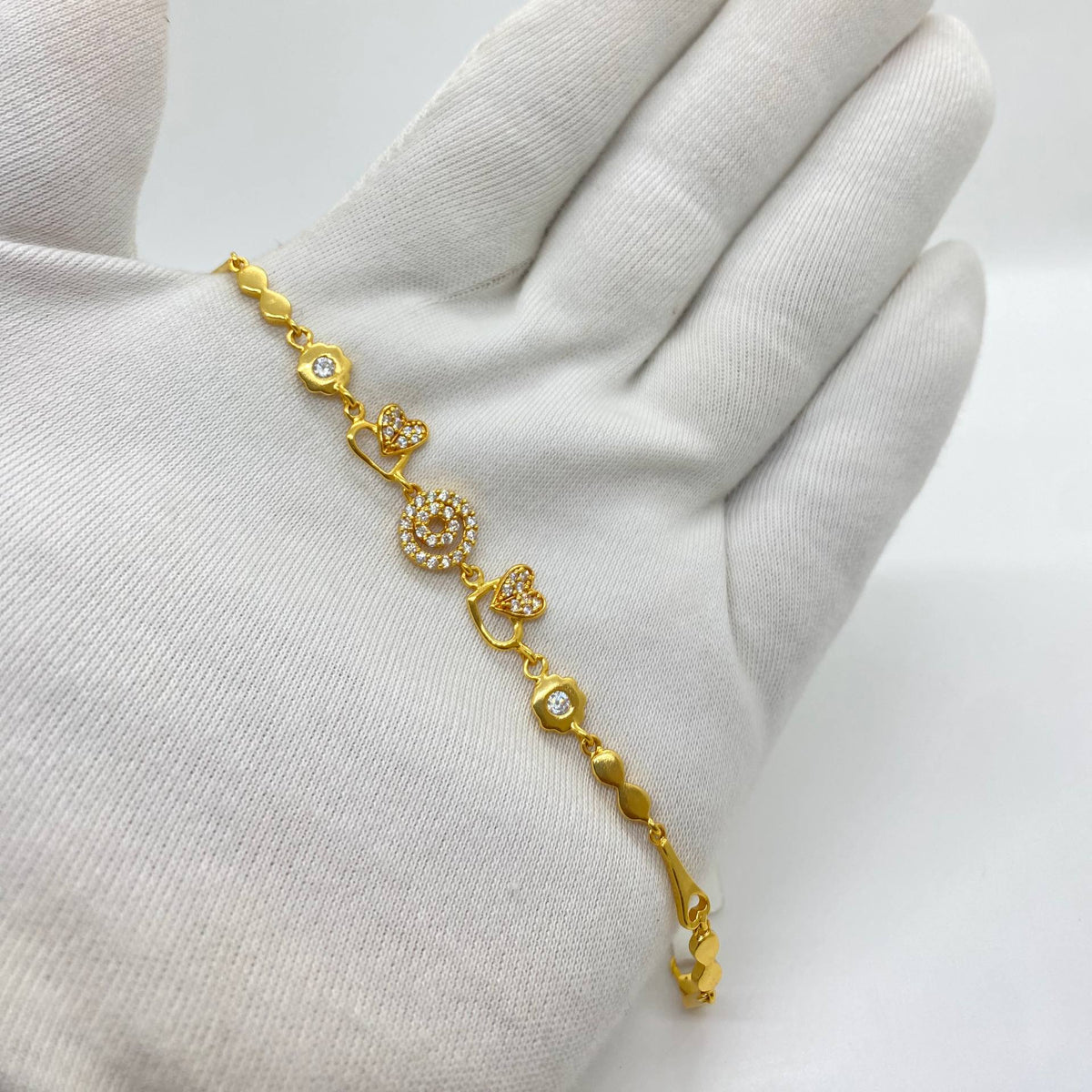 Golden Heart & Crystal Medallion Bracelet