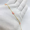 Golden Pink Butterfly Charm Bracelet