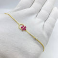 Golden Ruby Floral Elegance Bracelet