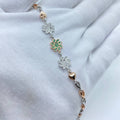 Green Crystal Two Tone Floral Bracelet