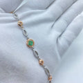 Green Crystal Two Tone Silver Bracelet