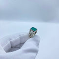 Green Square Geometric Silver Men’s Ring