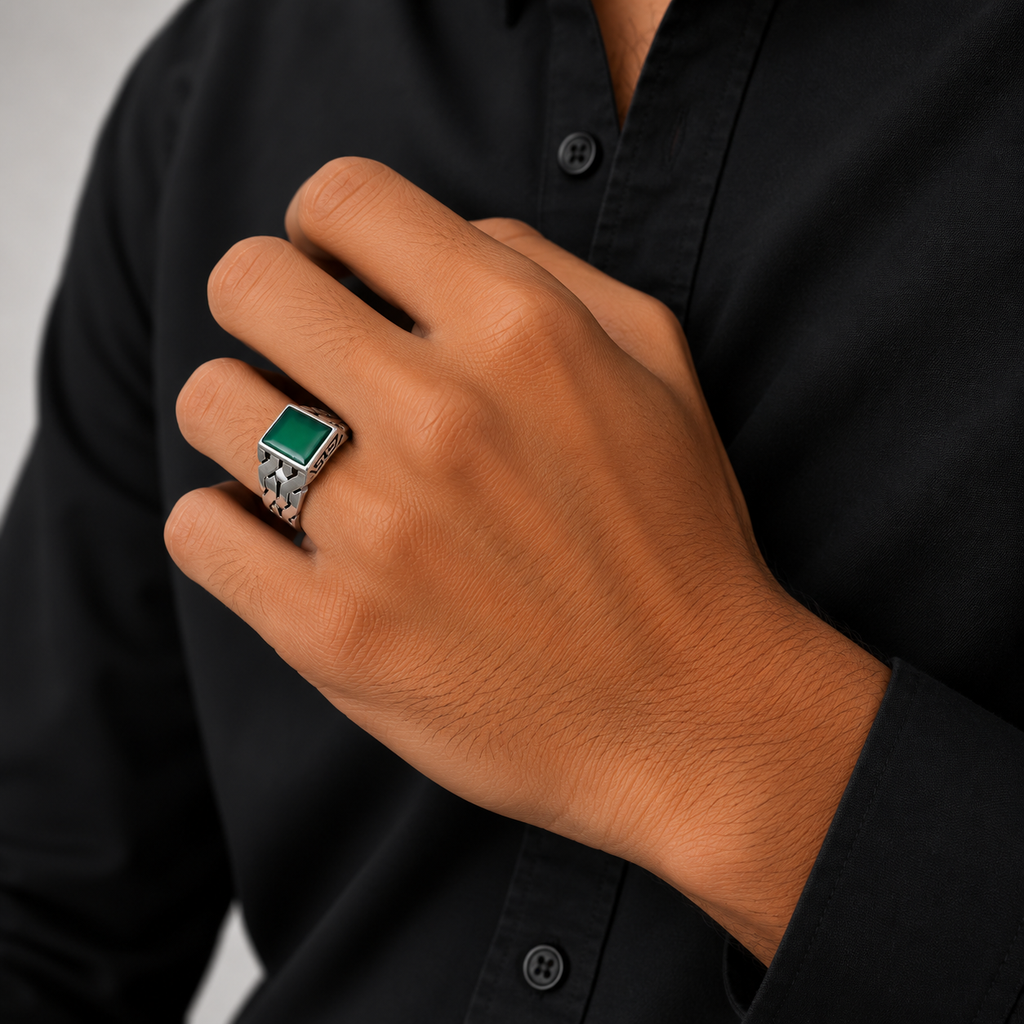 Green Stone Silver  Ring