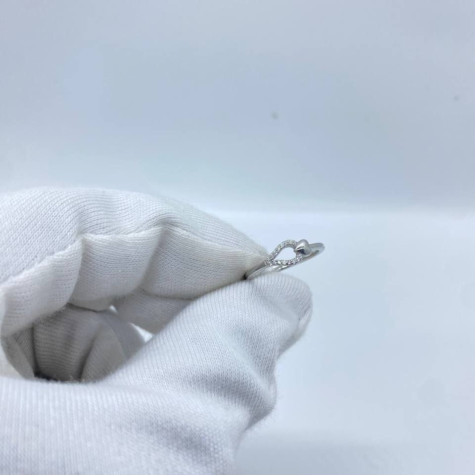 Heart Accent Stone Silver Ring