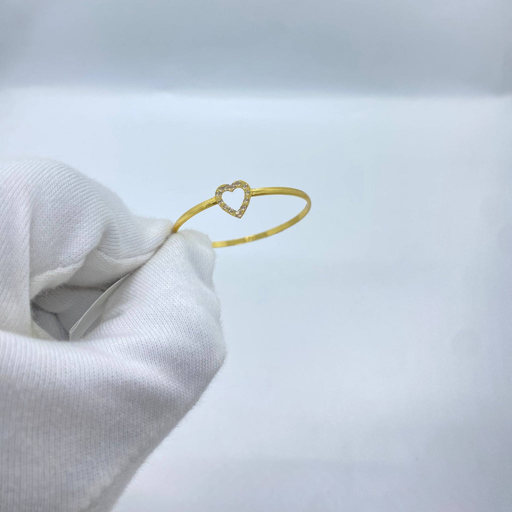 Heart Charm silver Bangle