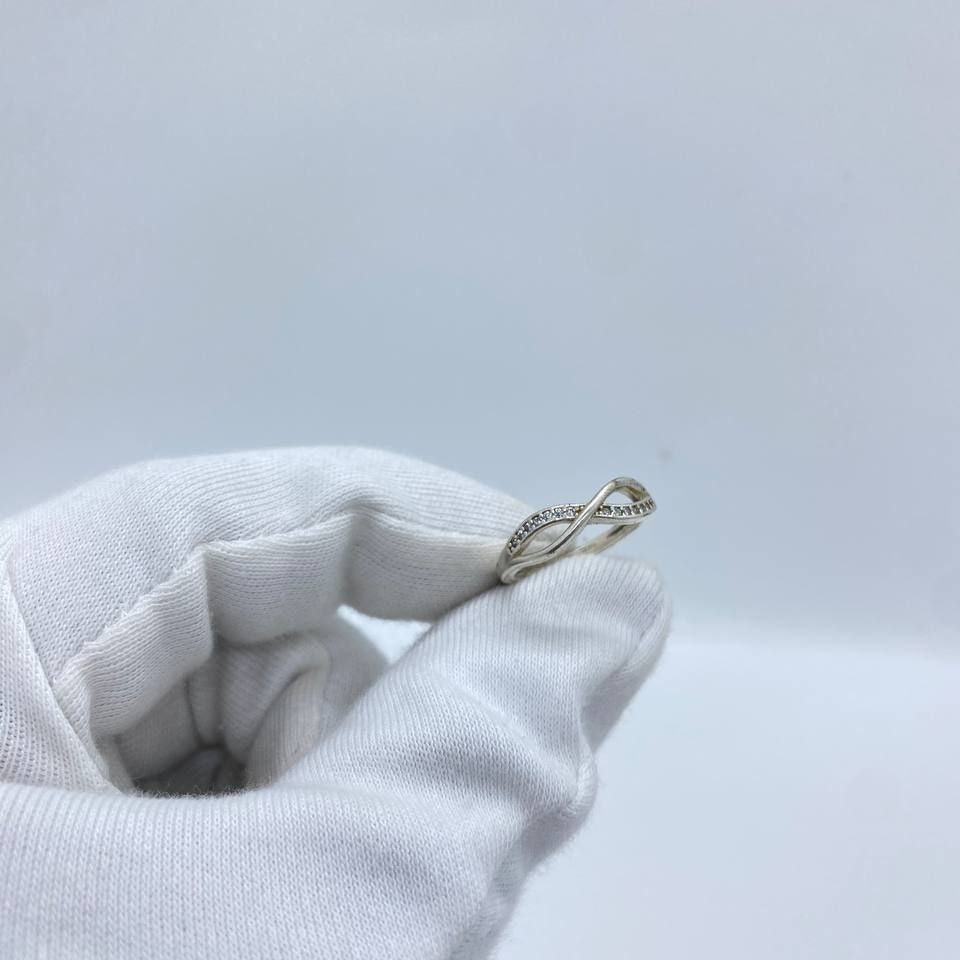 Infinity Twist Stone Silver Ring