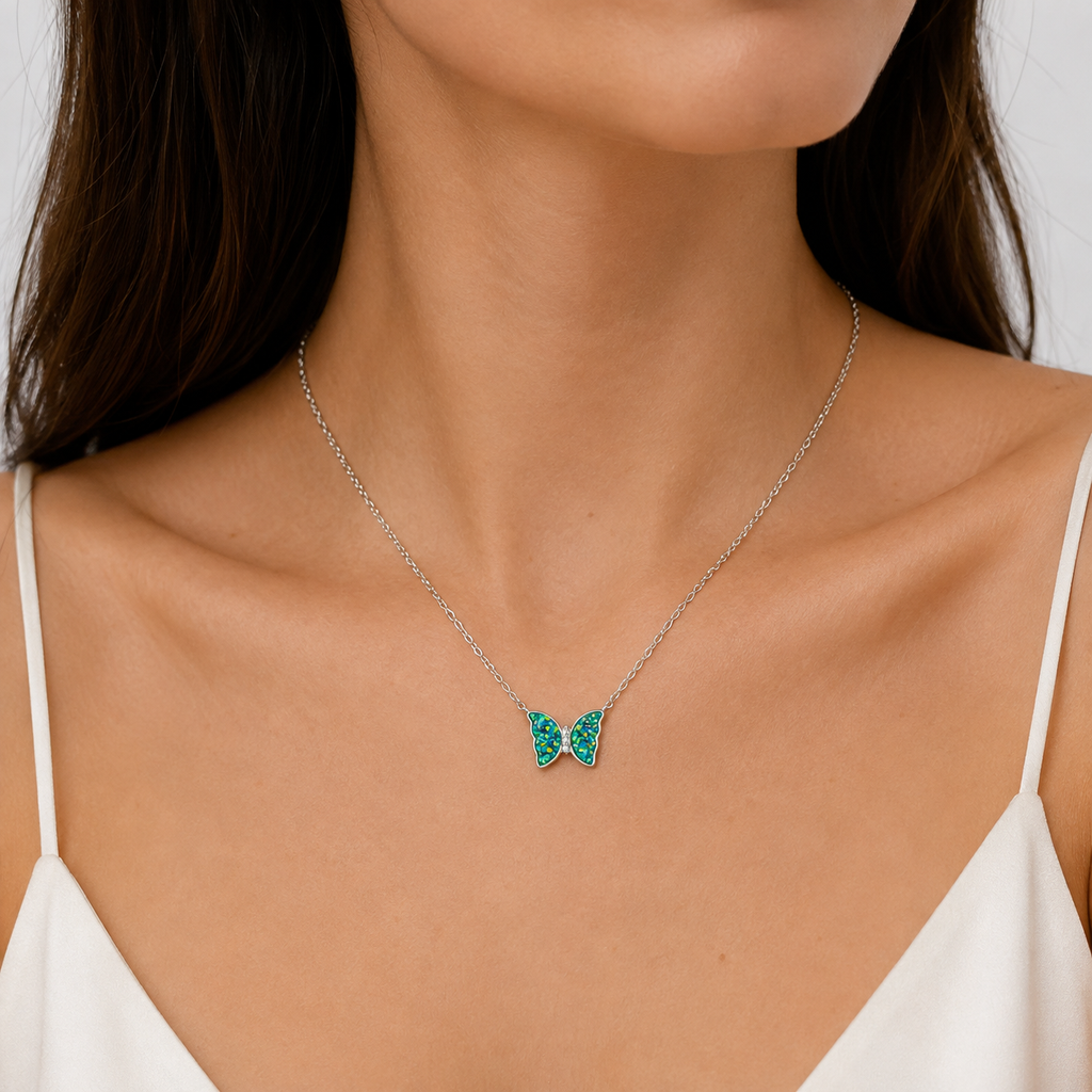 Iridescent Butterfly Necklace