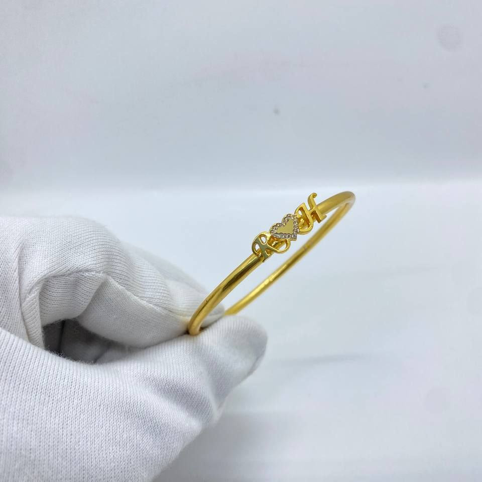 Letter Couple Yellow Silver Bangle