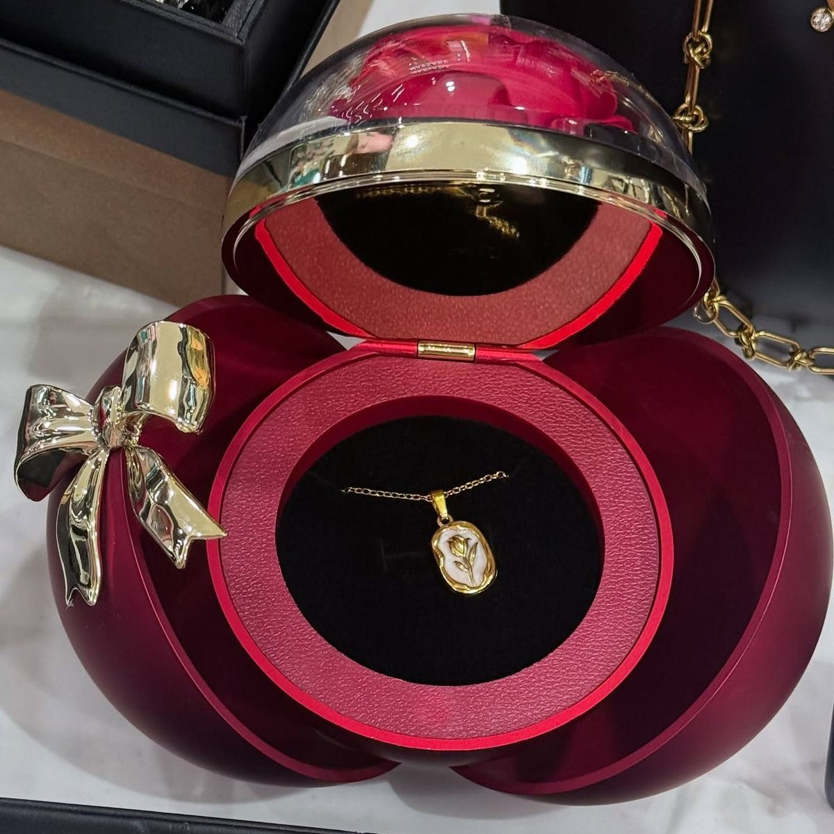 Luxury Rose Bow Jewellery Box
