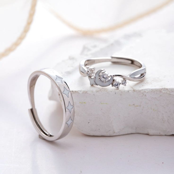 Moon & Star Couple Ring